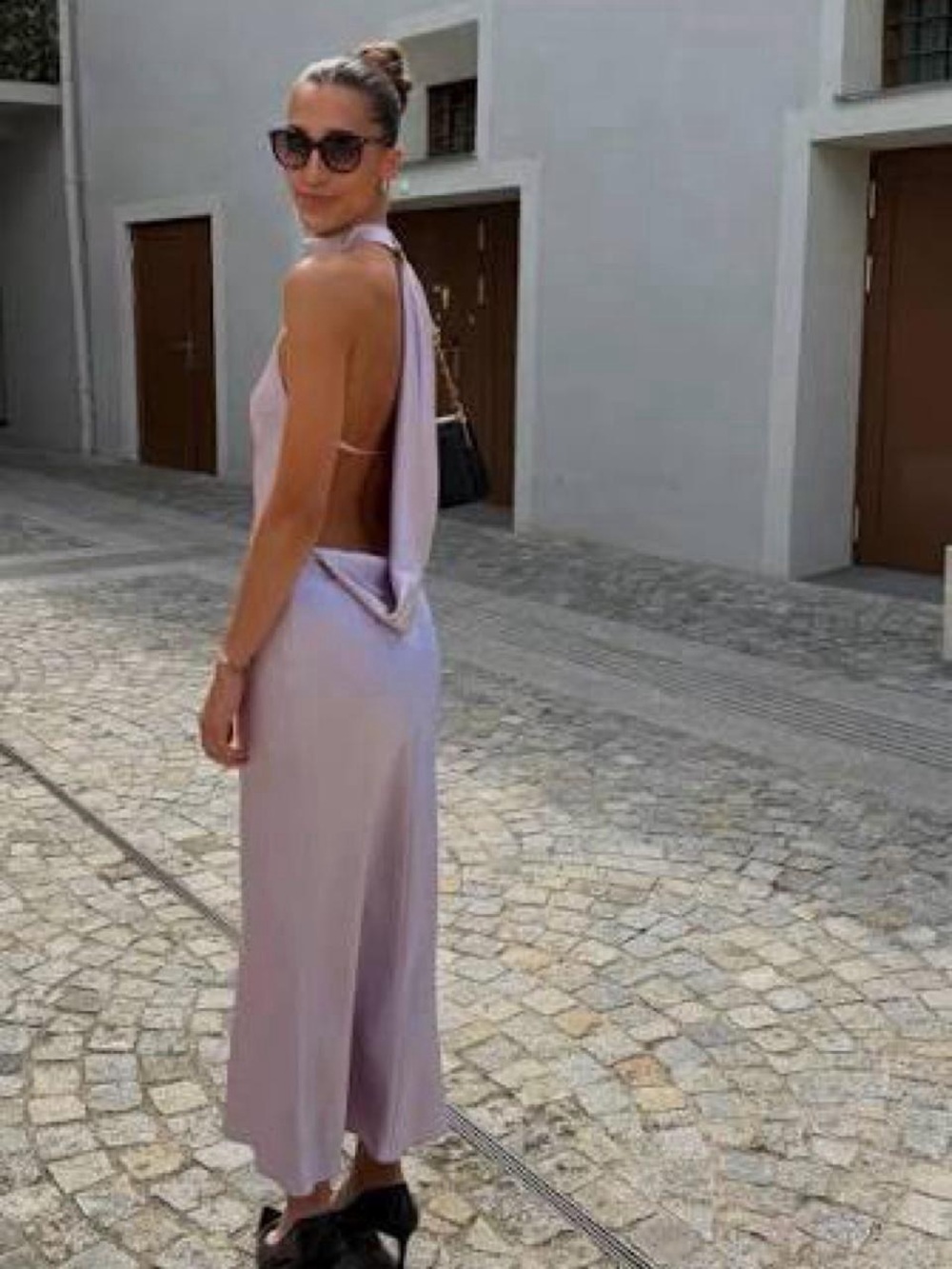 Zara Lilac Backless Halter Midi Dress